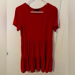 Knee length short sleeve Red tier Dress